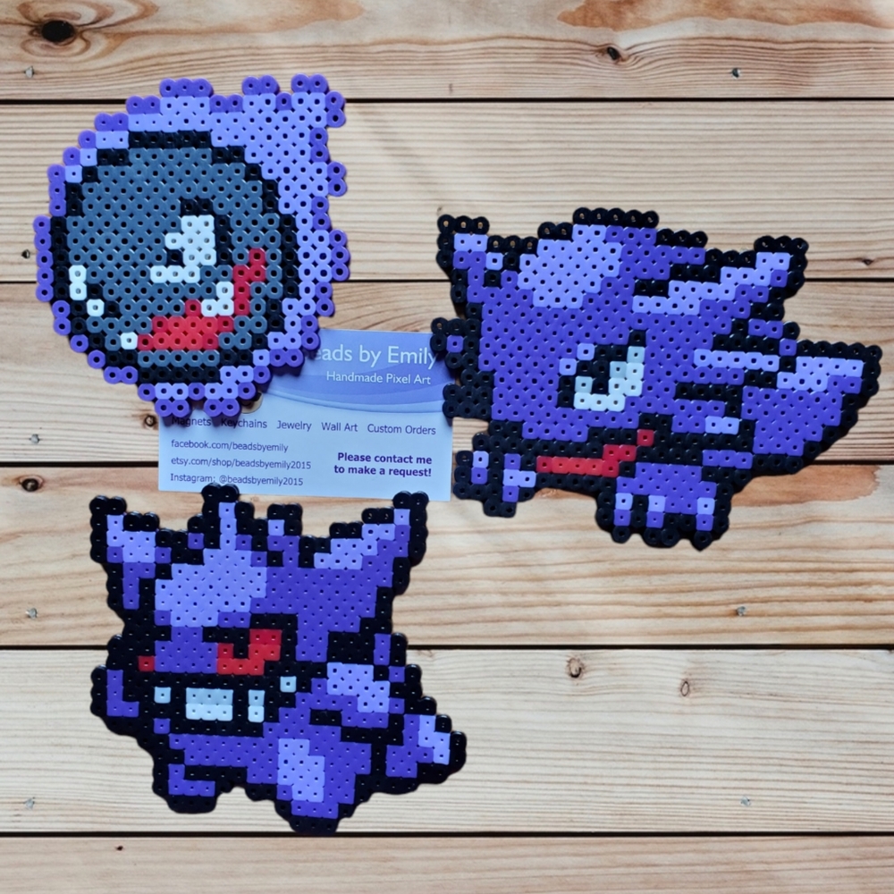 Gastly, Haunter, Gengar Magnets - Handmade Pokemon Home Decor - Game Room
